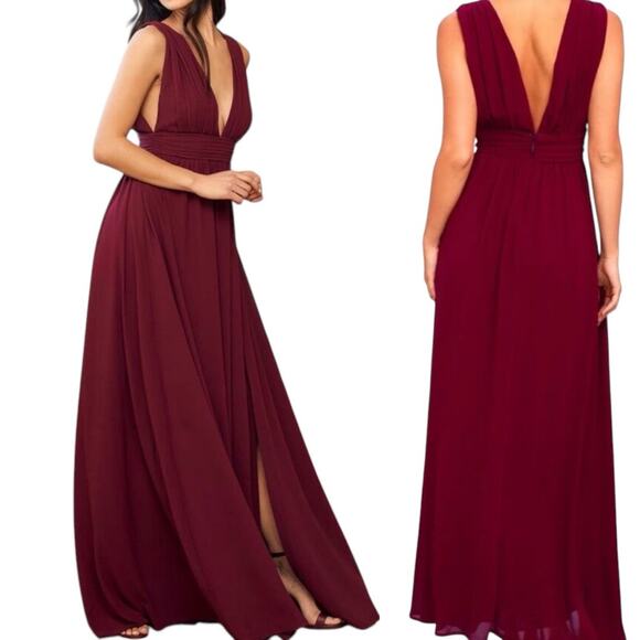 Lulu's Dresses & Skirts - Lulu's Heavenly Hues Burgundy Maxi Dress Gown Small NWT